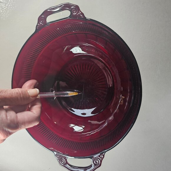Anchor Hocking Royal Ruby Red Coronation. Two Handles. Depression Glass Bowl - Picture 9 of 12